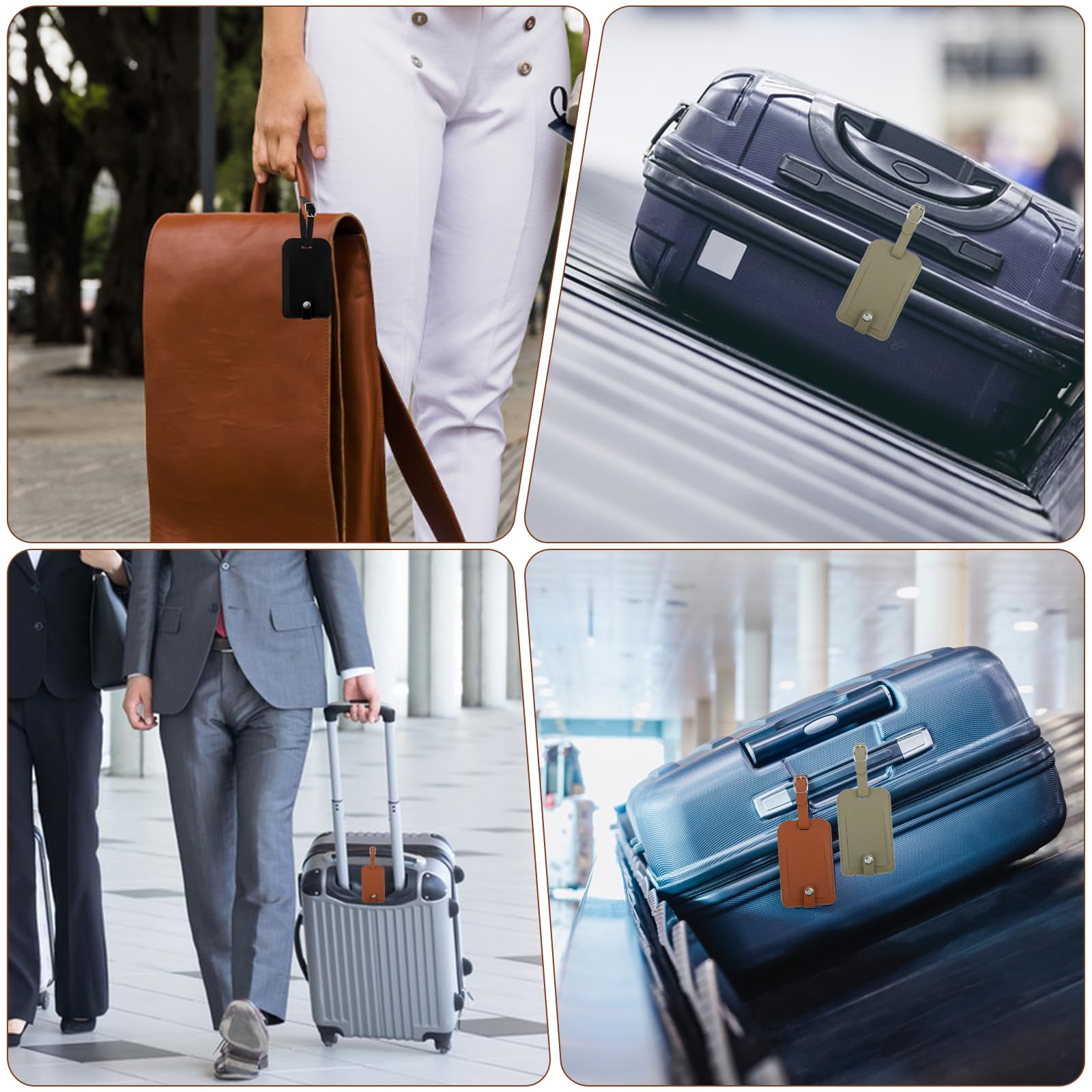 Etichette Per Bagagli In Pelle, Etichette Per Bagagli Da Viaggio Con Carta Didentita Del Nome Per Valigie Etichette Id Valigia Per Viaggi Daffari Identita Bagaglio 4pcs