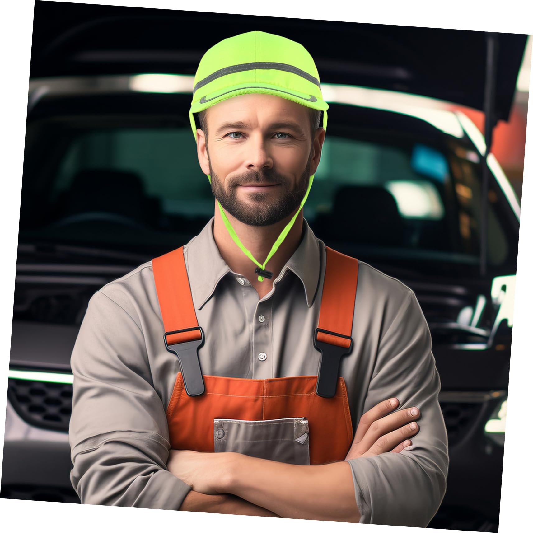 Casco De Seguridad Reflectante Visera Plástica, Bandas Reflectantes, Forro Rígido, para Trabajo Al Aire Libre y Construcción, Talla Única, Protección Solar y Ventilación Cómoda