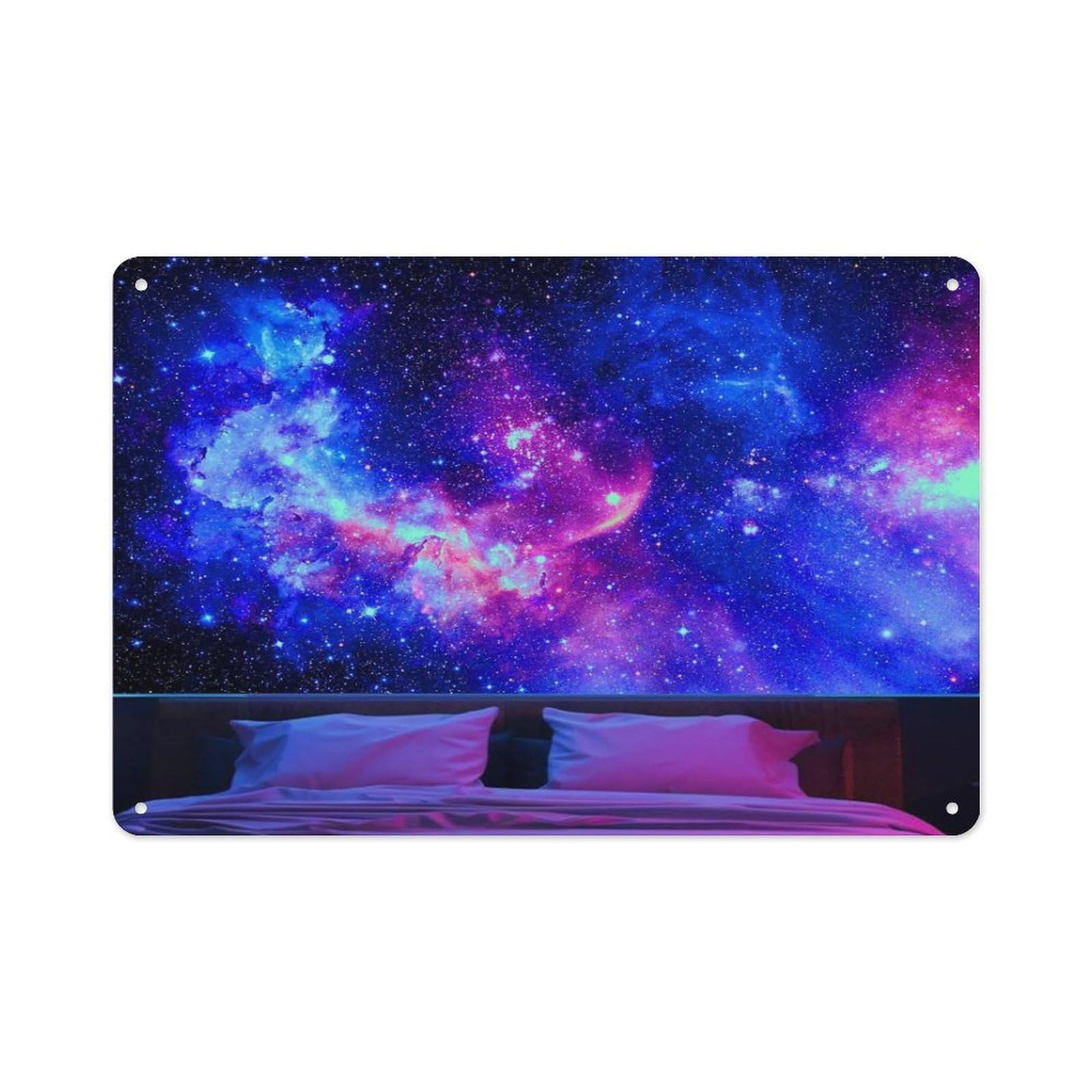 peiyeety Metal Tin Sign 8 X 12 Inch - Blacklight Galaxy - Poster Metal Plaque, For Events, Restaurants, Hotels, Bathroom Wall Decor