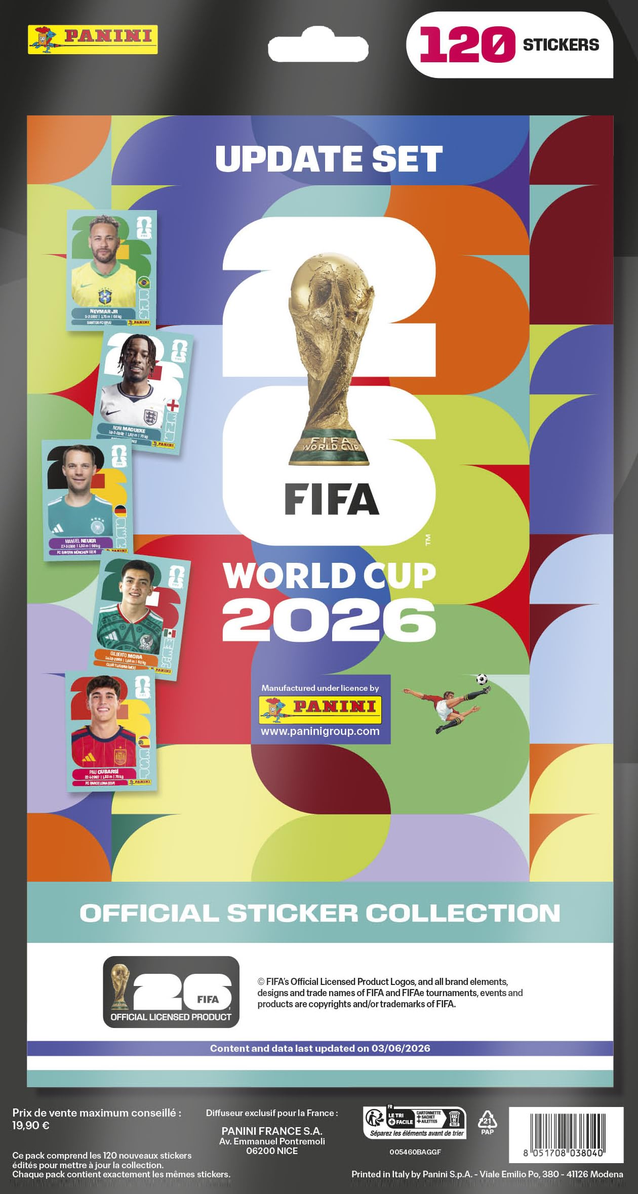 Panini FIFA World Cup 2026 Naklejki - Zestaw 1 pudełko 50 kieszeni i 1 zestaw aktualizacji 120 naklejek