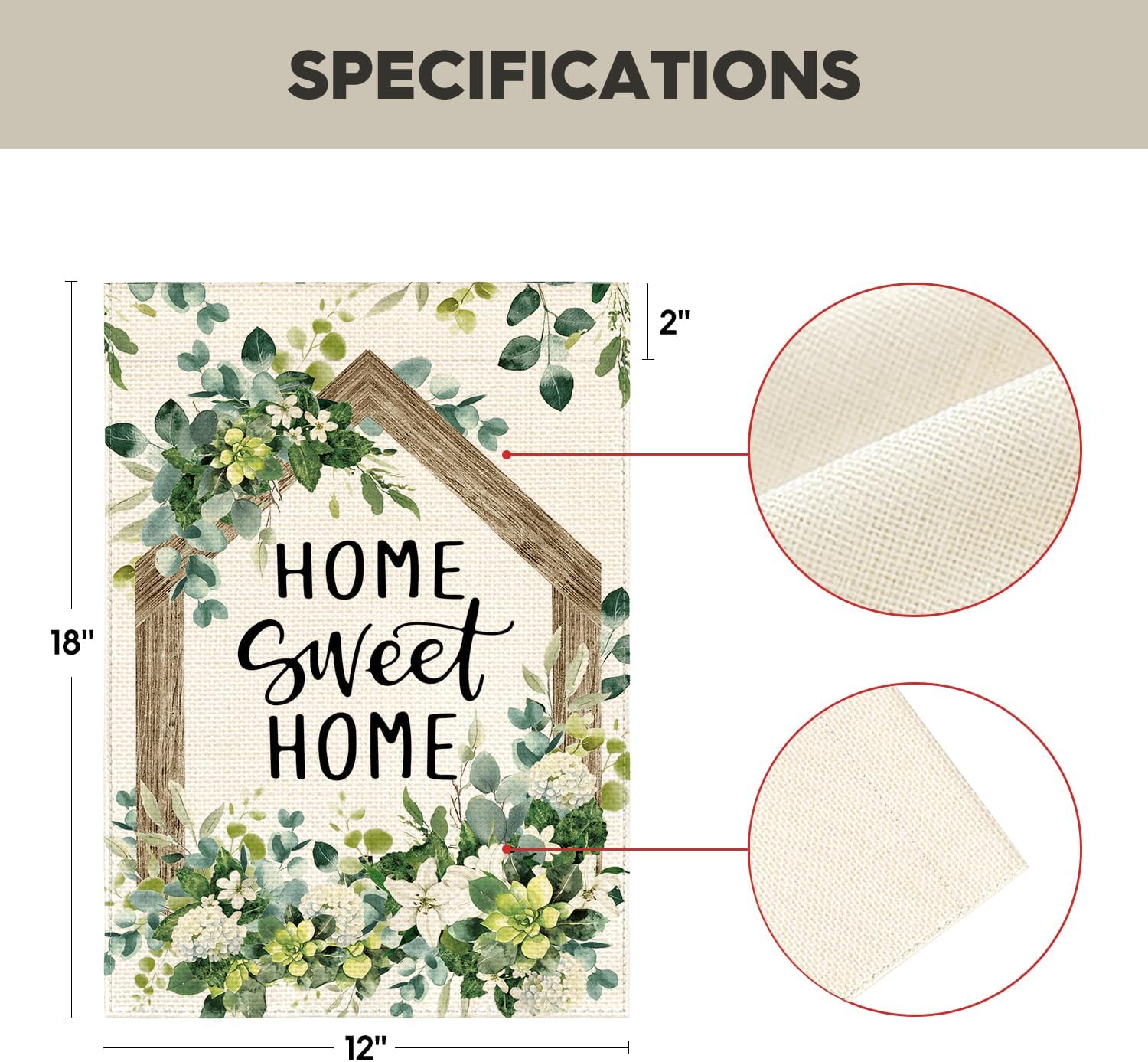 AVOIN colorlife Home Sweet Home Spring Floral Garden Flag 12x18 Inch Double Sided Outside, Eucalyptus Flowers Seasonal Welcome Yard Outdoor Flag - Image 5