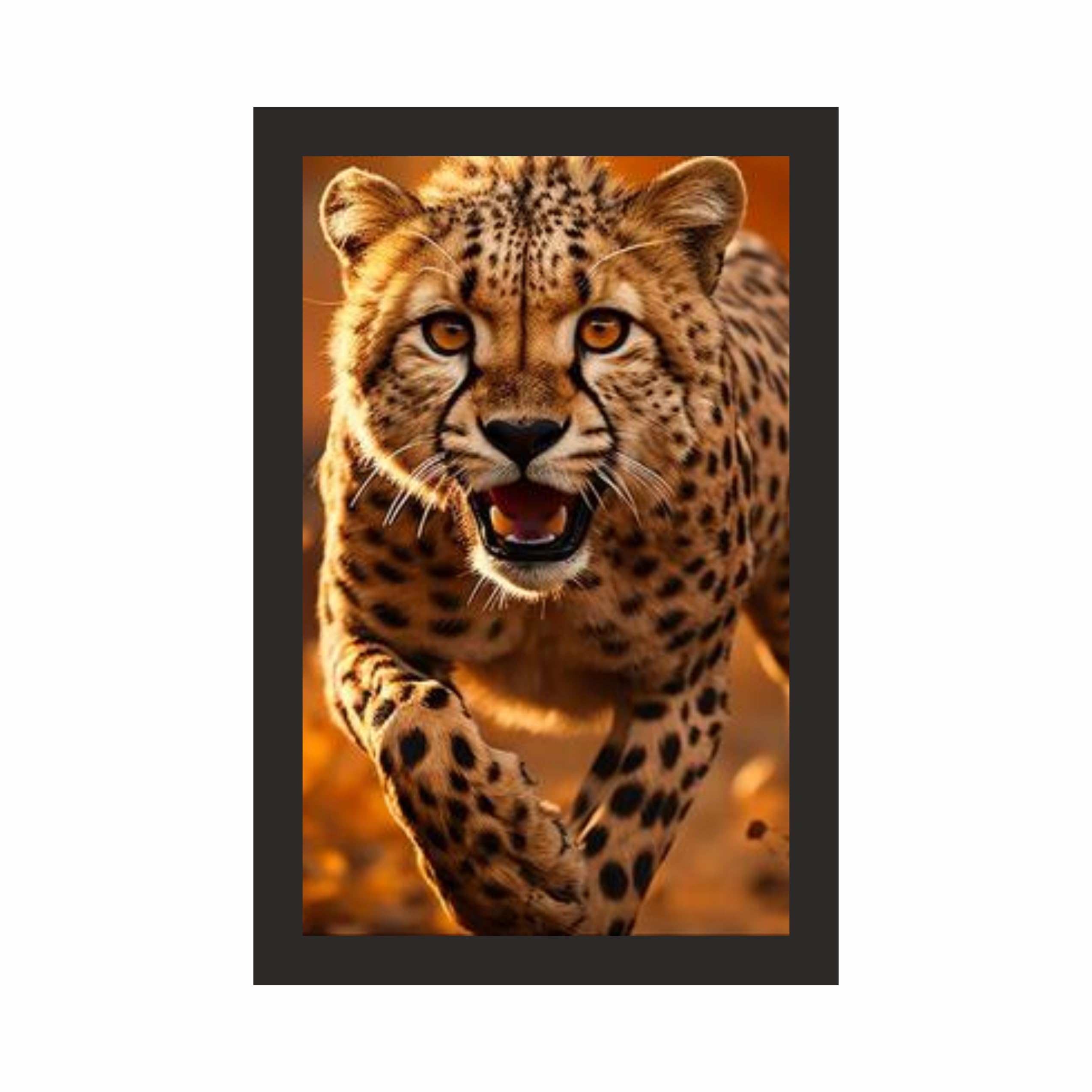 Running Cheetah Wall Art Frame 12x18 Inch