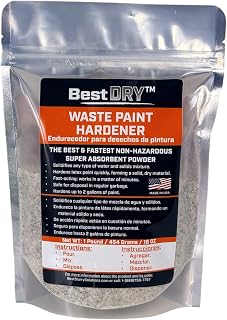 Waste Paint Hardener Powder, Fast Hardening Solution in 5 Minutes, 1 Pound Bag, Hardens up to 2 Gallons of Paint, Easy to Use and Fast Acting Hardening Solution