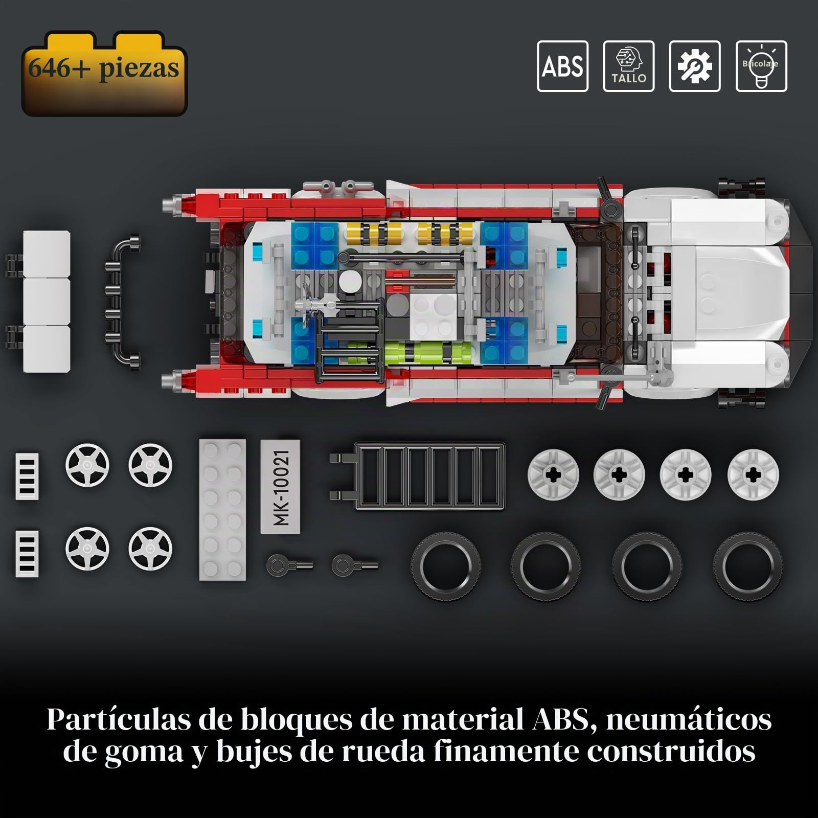 Mould King 10021 Technik Car Model, Racing Car Sportwagen Bauzeug, Creative Klemmbausteine Set für Erwachsene (646 piezas)