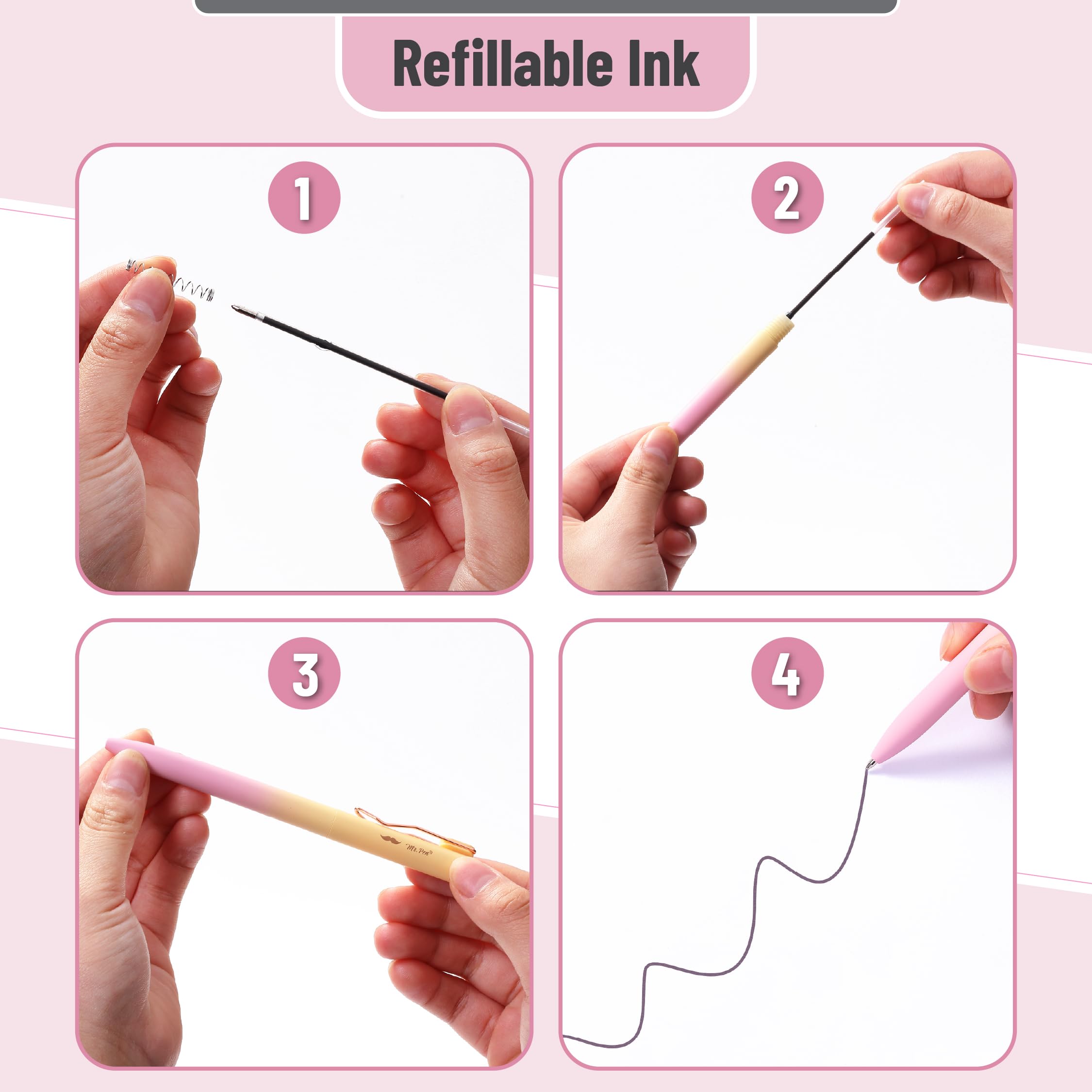 Mr Pen- Ballpoint Pens 12 Pack Gradient Color Barrels Black Ink Cute Ballpoint Pens Black Ink Cute Pens — view 4