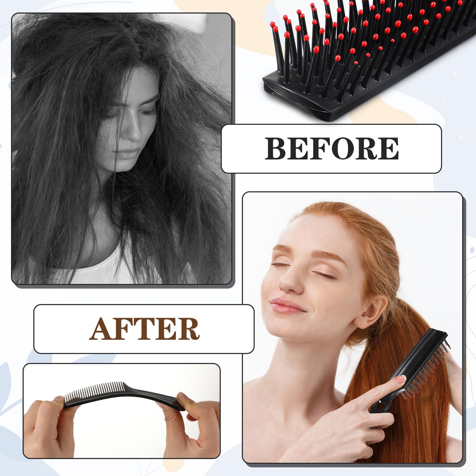 Baderke Juego de 200 cepillos de pelo envueltos individualmente para personas sin hogar, cepillo desenredante a granel, peines anchos para cabello rizado, adecuado para mujeres, hombres, niños