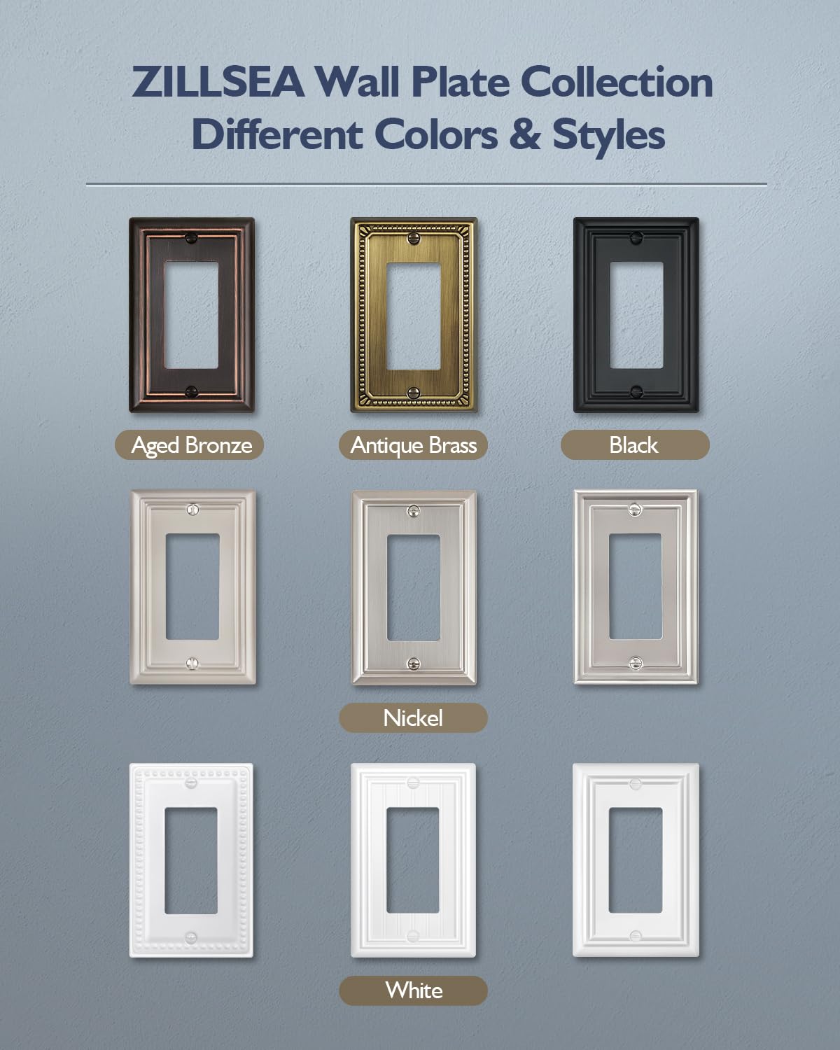 Aged Bronze Wall Plates - 4 Pack -7 Aged Bronze Wall Plates - 4 Pack -7