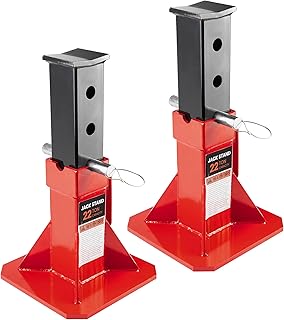 22 Ton Jack Stands 1 Pair, Heavy Duty Steel 44,000 lbs Professional Jack Stand with Lock and Adjustable Height for Lifting Car SUV Truck Pick Up Trailers and Equipment, Red (Set of 2PCS)