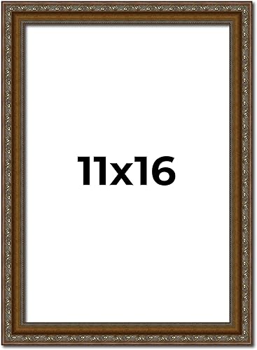 Miniatura 115 de Marco de fotos completo de madera dorada envejecida de 16 x 20 pulgadas con plexiglás acrílico UV, parte trasera de tablero de espuma y accesorios