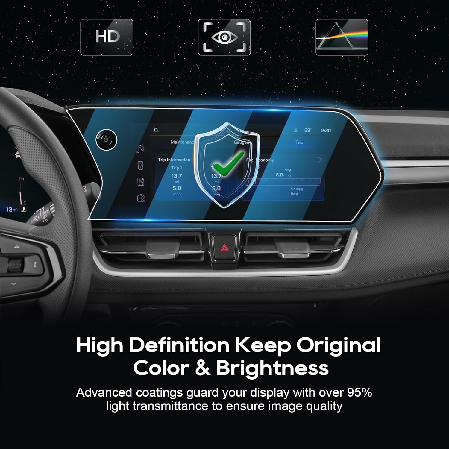 For 2025 Chevy Trailblazer Screen Protector - 2024-2025 Trailblazer (LT/2RS/Activ) 11.3 Inch Touchscreen [HD Glass] 2024-2025 Trailblazer Accessories Anti-Fingerprint 9H Hardness Tempered Glass