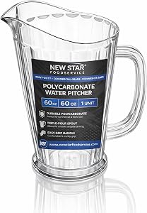 New Star 46144 Polycarbonate Plastic Tapered Style Restaurant Water Pitcher, 60-Ounce, Clear