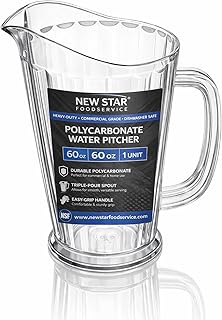 New Star Foodservice 46144 Polycarbonate Plastic Tapered Style Restaurant Water Pitcher, 60-Ounce, Clear