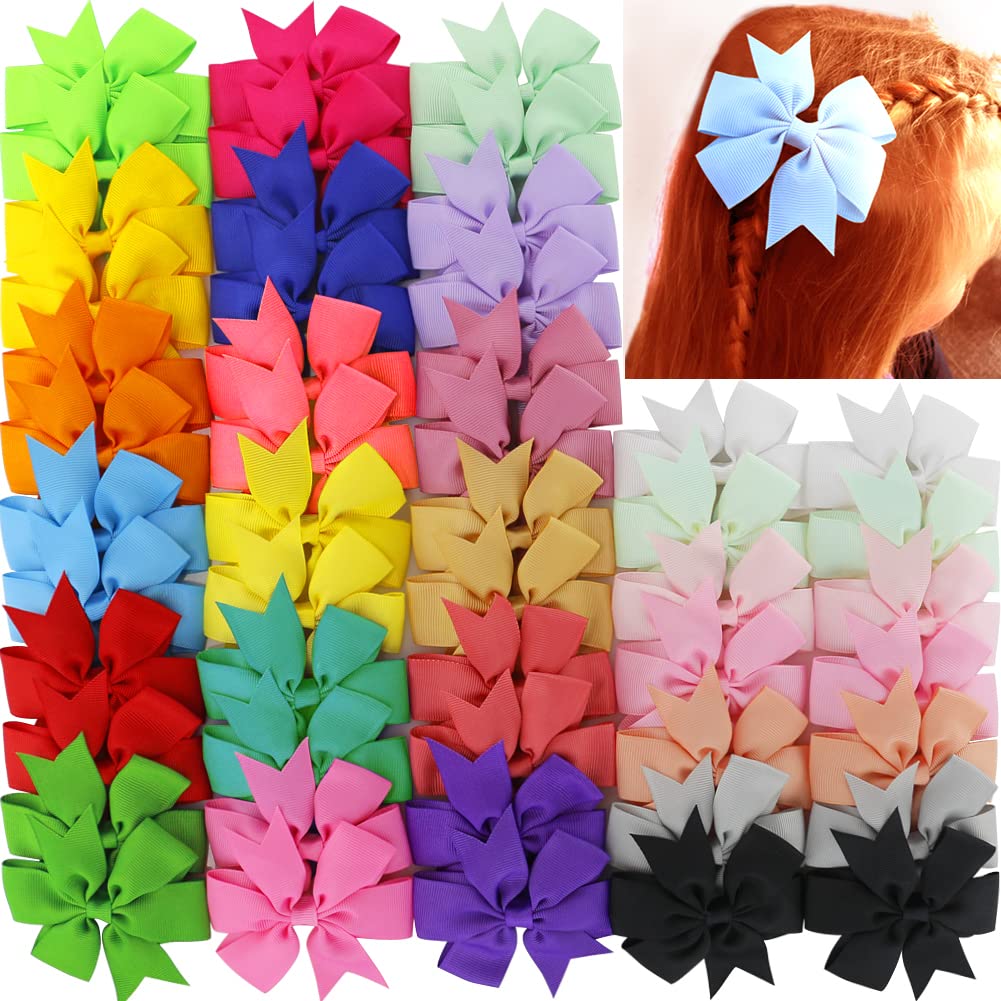 50Piece Grosgrain Ribbon Hair Bows Boutique Pinwheel Bow Alligator Clips For Children Toddlers Teens Gifts In Pairs