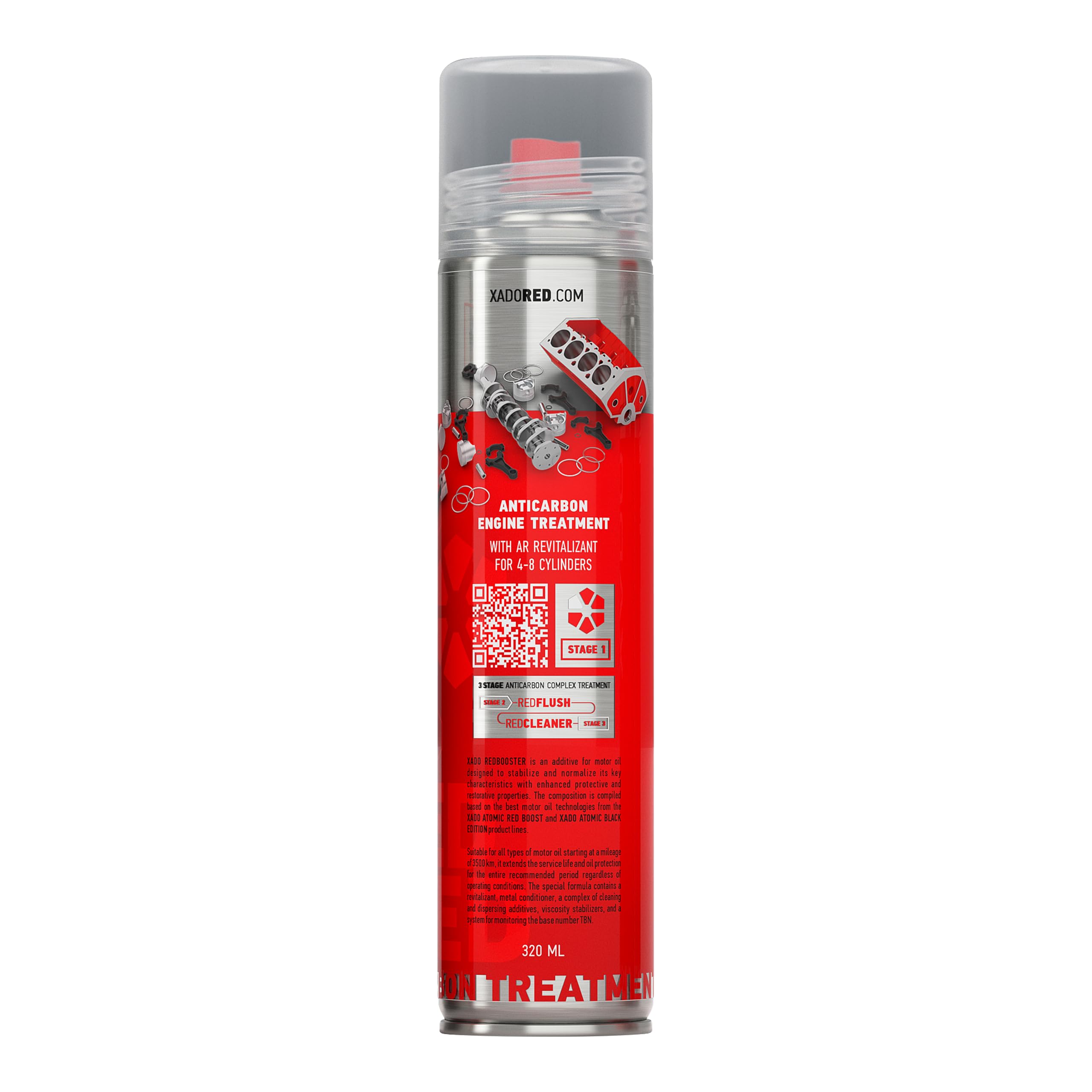 XADO RED ANTICARBON Motor Entkalker Spray 320ml – Hochwirksamer Motorreiniger & Entkohler – Entfernt Kohlenstoffablagerungen, Verbessert Motorleistung, Für Benzin & Diesel Motoren
