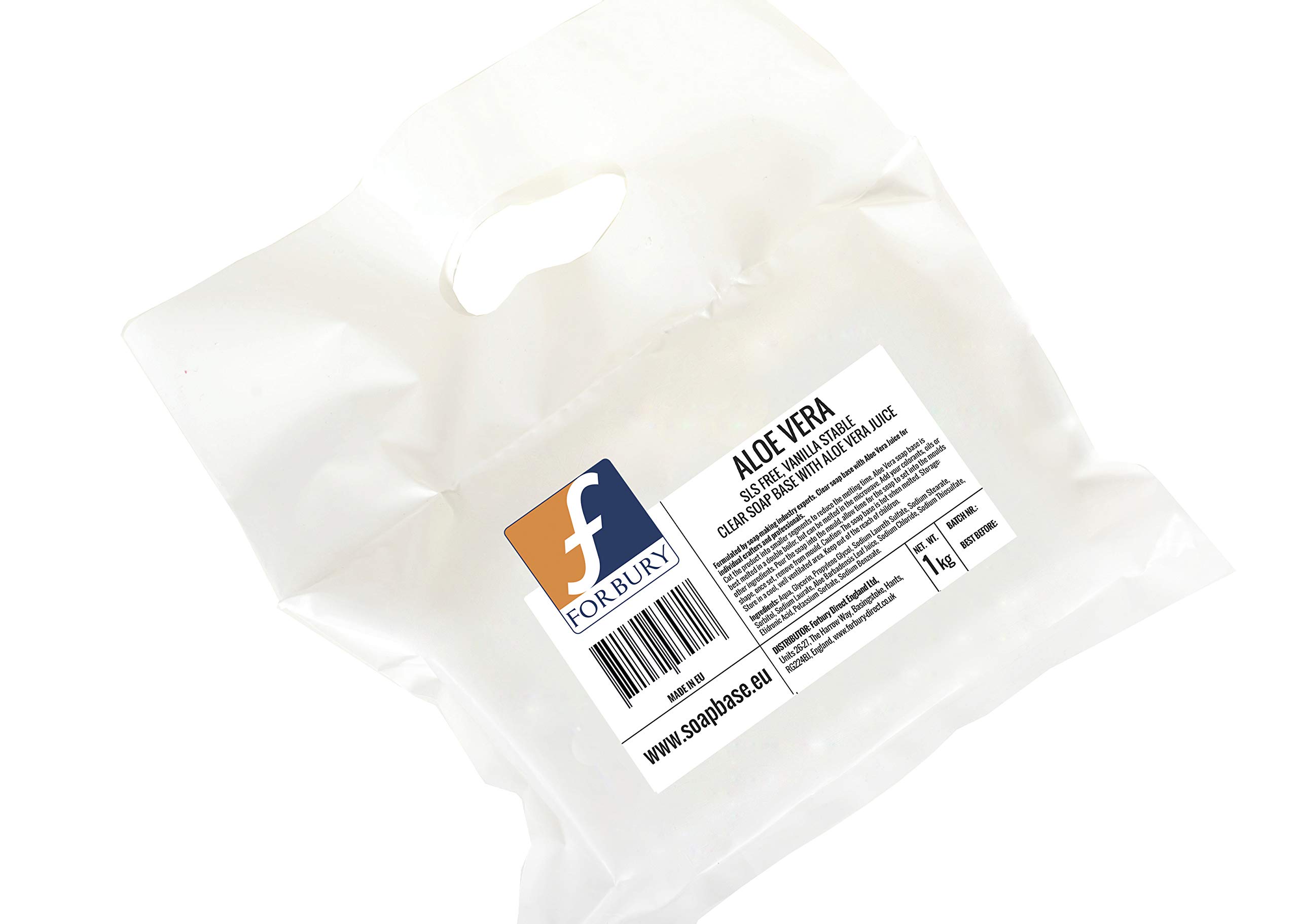 Forbury Aloe Vera Glycerine Soap Transparent Soap Base Raw Soap 1 kg (SLS Free) Melt and Pour Clear Soap Base