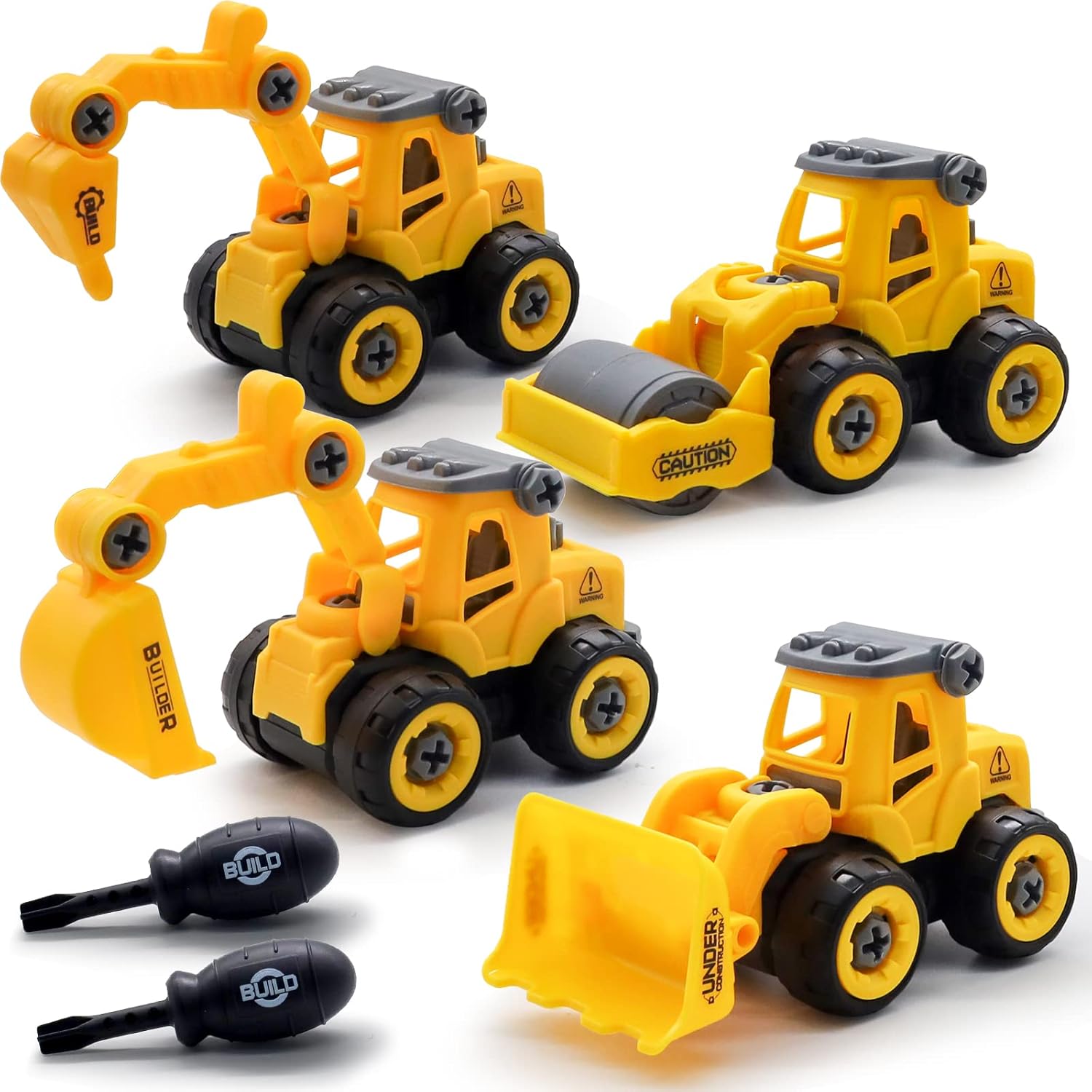 Take Apart Trucks Construction Vehicles Excavators Toy Set, Take Apart