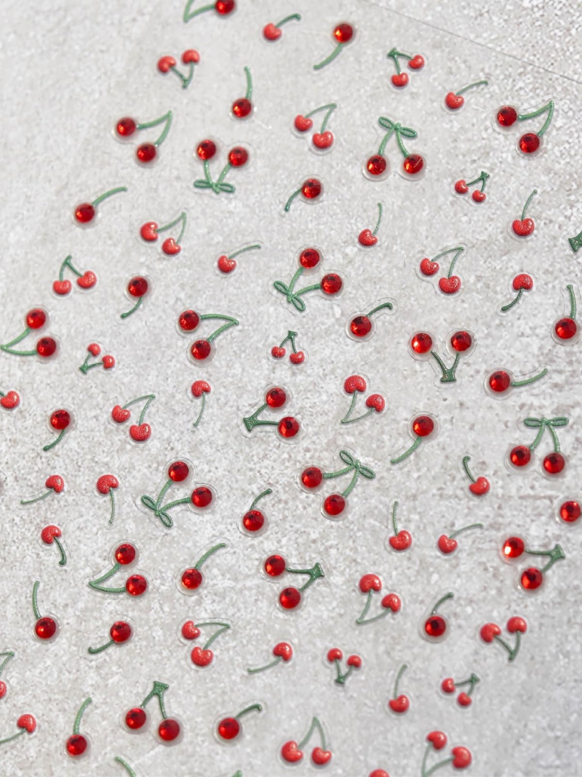 SoftSoul Cherry Nail Stickers, 5D Embossed Rhinestones - Premium Salon-Quality, Easy Application, Self-Adhesive French Tip Red Cherries for DIY