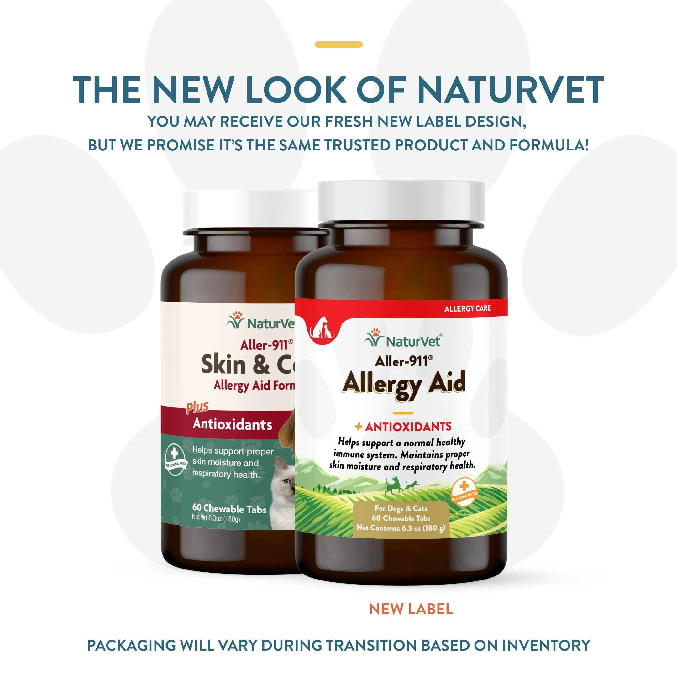 NaturVet Aller-911 Haut- und Fellallergiehilfe Formula Plus Antioxidantien für Hunde und Katzen, 60 Kautabletten