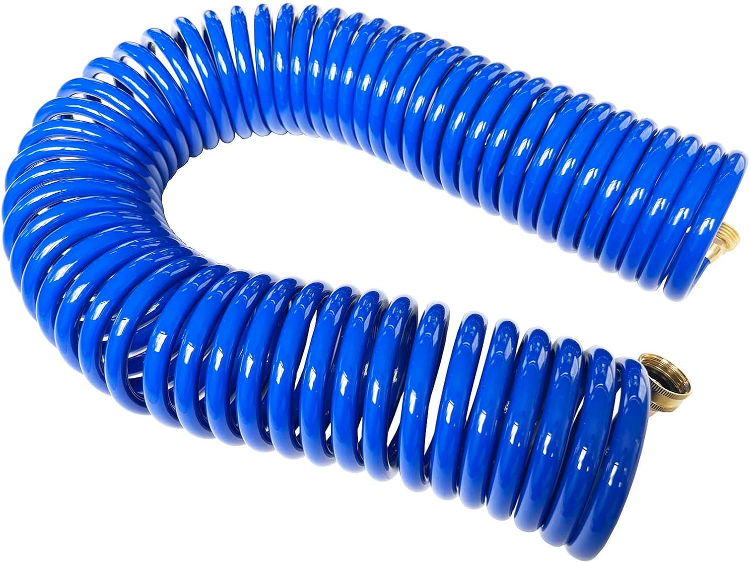 SANFU PU Recoil Garden Water Hose 3/8"ID(9.5 x 12.7mm) x 50ft Premium with 3/4"Inch Brass Fittings Retractable, Outdoor Patio Hose Marine&Boat, Blue(50')