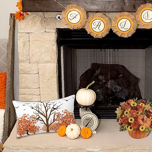Miniatura 4 de JOOCAR Fundas de almohada de otoño con hojas de arce rojas de 12 x 20 pulgadas, funda de cojín lumbar decorativa para decoración de Acción de Gracias