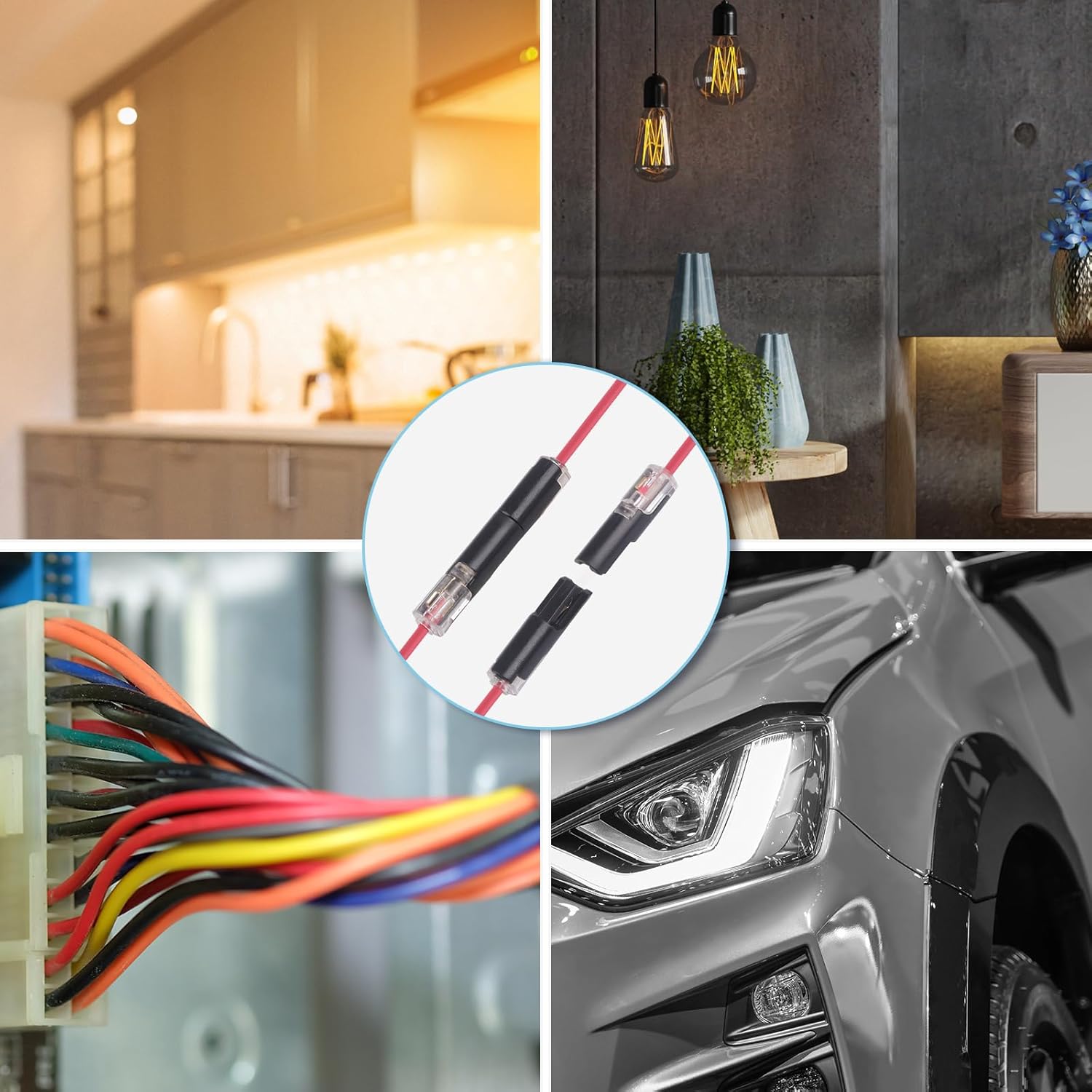 Brightfour Quick Disconnect Wire Connectors, Pluggable Low Voltage Connectors for 20-22 AWG, 1 Conductor 12 Pairs