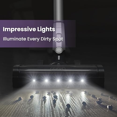 Miniatura 4 de Aspiradora inalámbrica para el hogar  Potente aspiradora de palo de 400 W  Batería desmontable de larga duración  Pantalla LED  Limpieza profunda