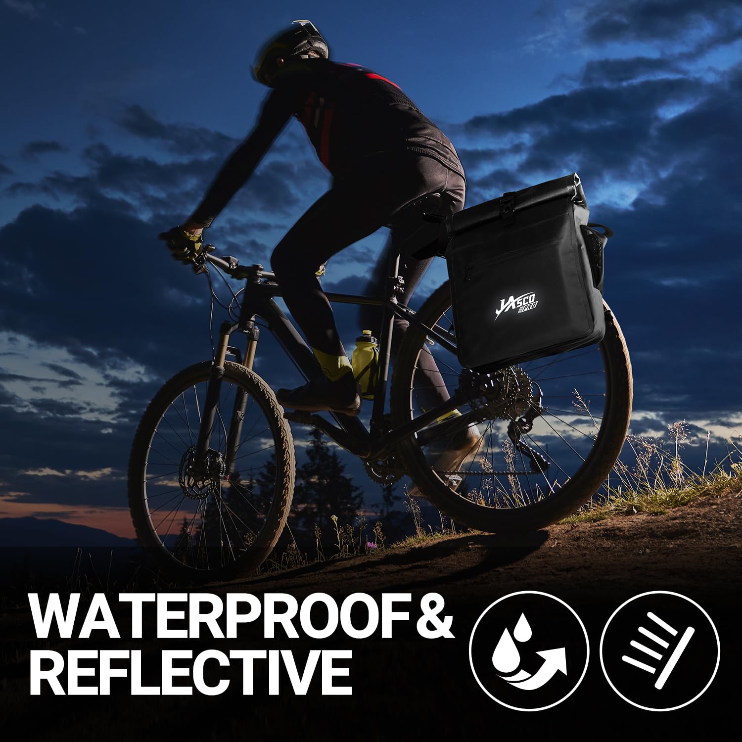JASCOPRO Torba rowerowa 3 w 1 na bagażnik, 25-32 l, wodoszczelna, plecak z tyłu z kieszenią na laptopa 16