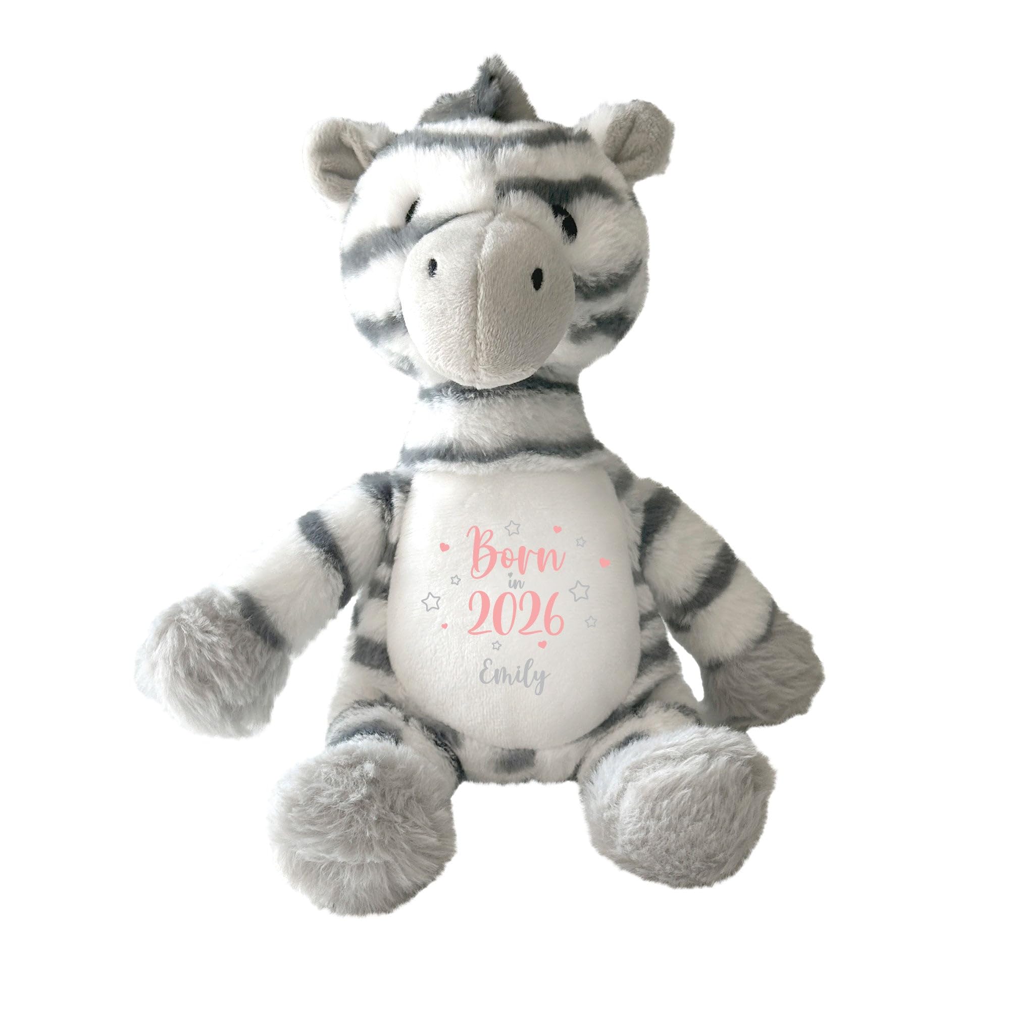 Personalised Born in 2026 Zebra Teddy Bear New Baby Gift