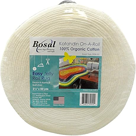 Jelly Roll Rug Pattern Bosal Katahdin On-A-Roll Organic Cotton Batting