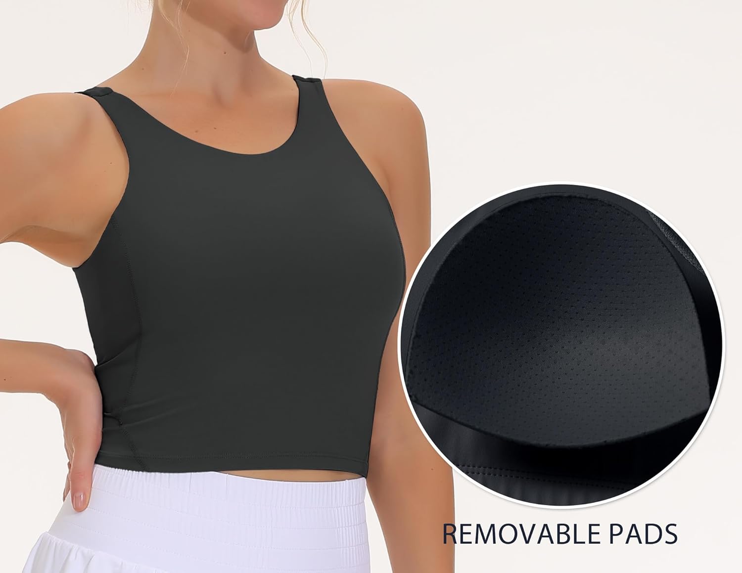 THE GYM PEOPLE Women's Sports Bra Sleeveless Workout Tank Tops Running Yoga Cropped Tops with Removable Padded - Image 4