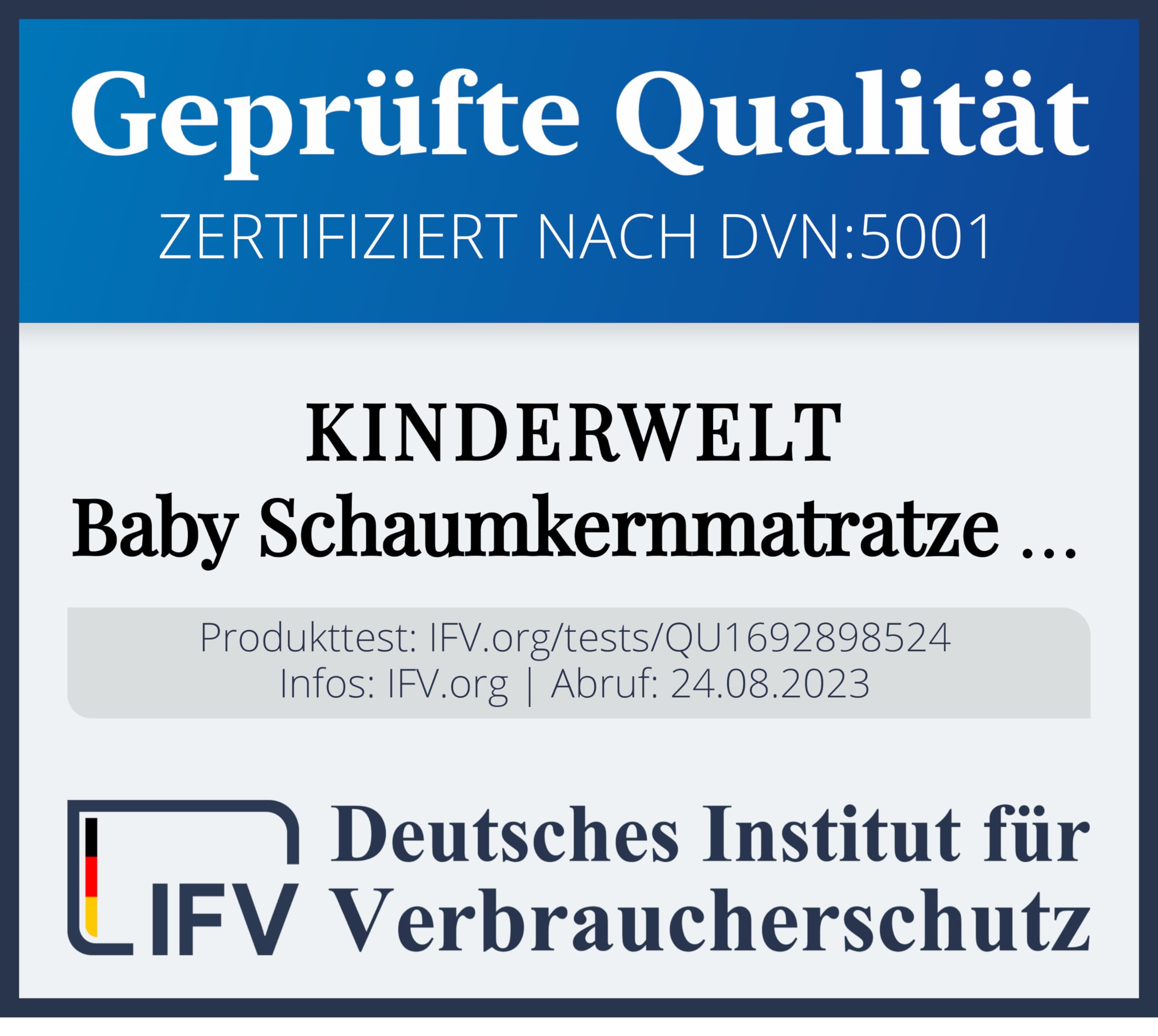 KiNDERWELT Babymatratze 40x90x10 cm, Schaumkernmatratze Komfortbezug gesteppt, Matratze für Kinderbett, Schaumstoffmatratze Kinder, Made in Germany