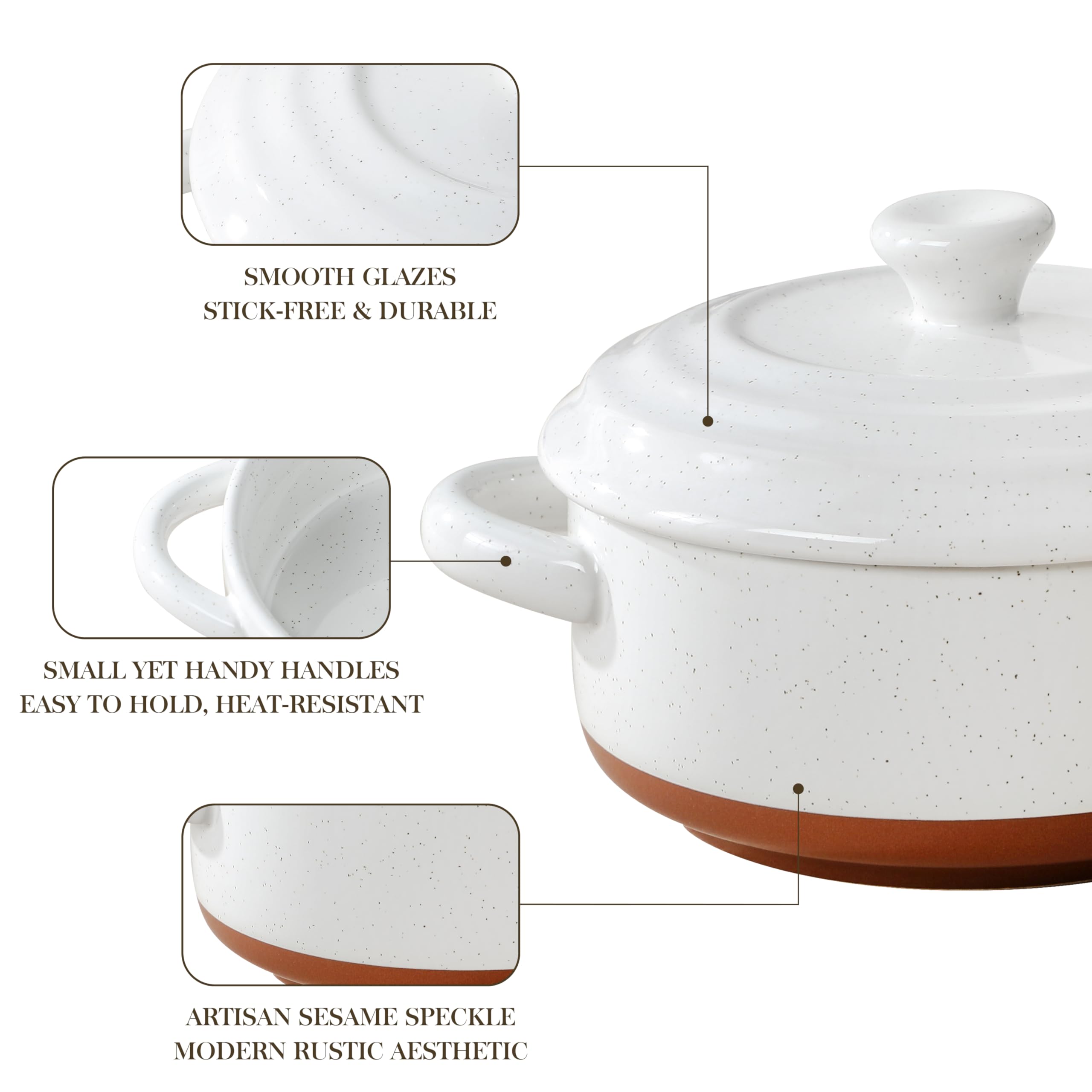 MALACASA Seria TARA Mini Cocotte Set, biały