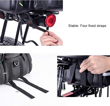 ROCKBROS 10-35L Bicycle Rear Luggage Carrier Bag, Foldable Bike Rear Bags | With Rain Cover, Adjustable Shoulder Strap, Reflective Stripes, Detachable Inner Pad, For Road Mountain Commuter Bikes