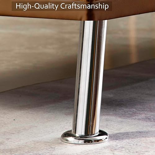 Miniatura 6 de Sofá cama tipo futón moderno de 66.5 pulgadas con patas de metal2 portavasos, sofá biplaza tapizado plegable convertible, asiento de espuma