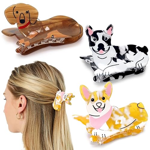 Pinzas para el pelo de perro para mujeres y niñas, lindas horquillas pequeñas para el pelo corto y largo, horquilla Corgi Dachshund Bulldog, idea de