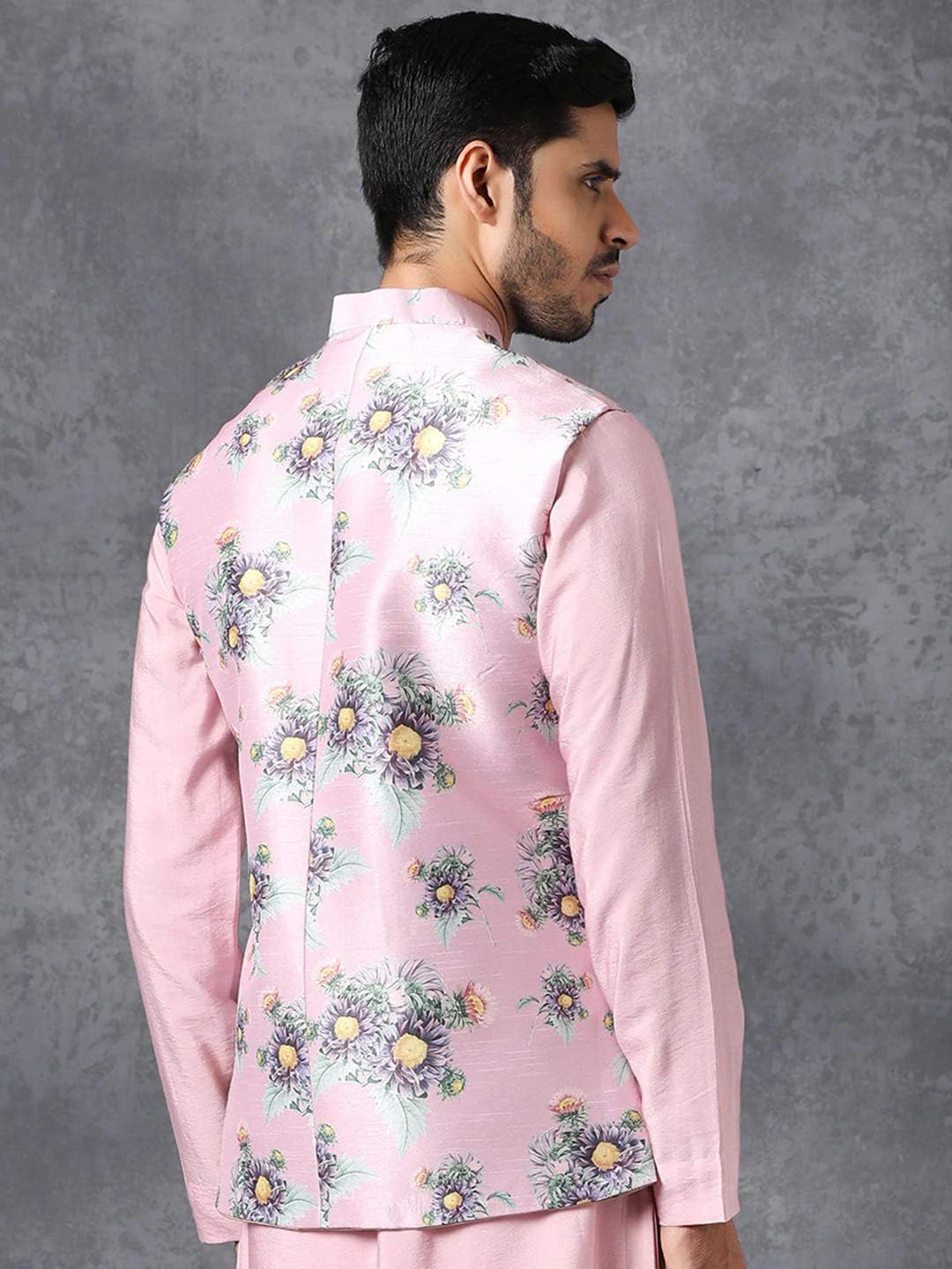 Elina fashion Men's Indian Satin Nehru Jacket || Printed Bandhgala Jodhpuri Sleeve Less Waistcoat ONLY