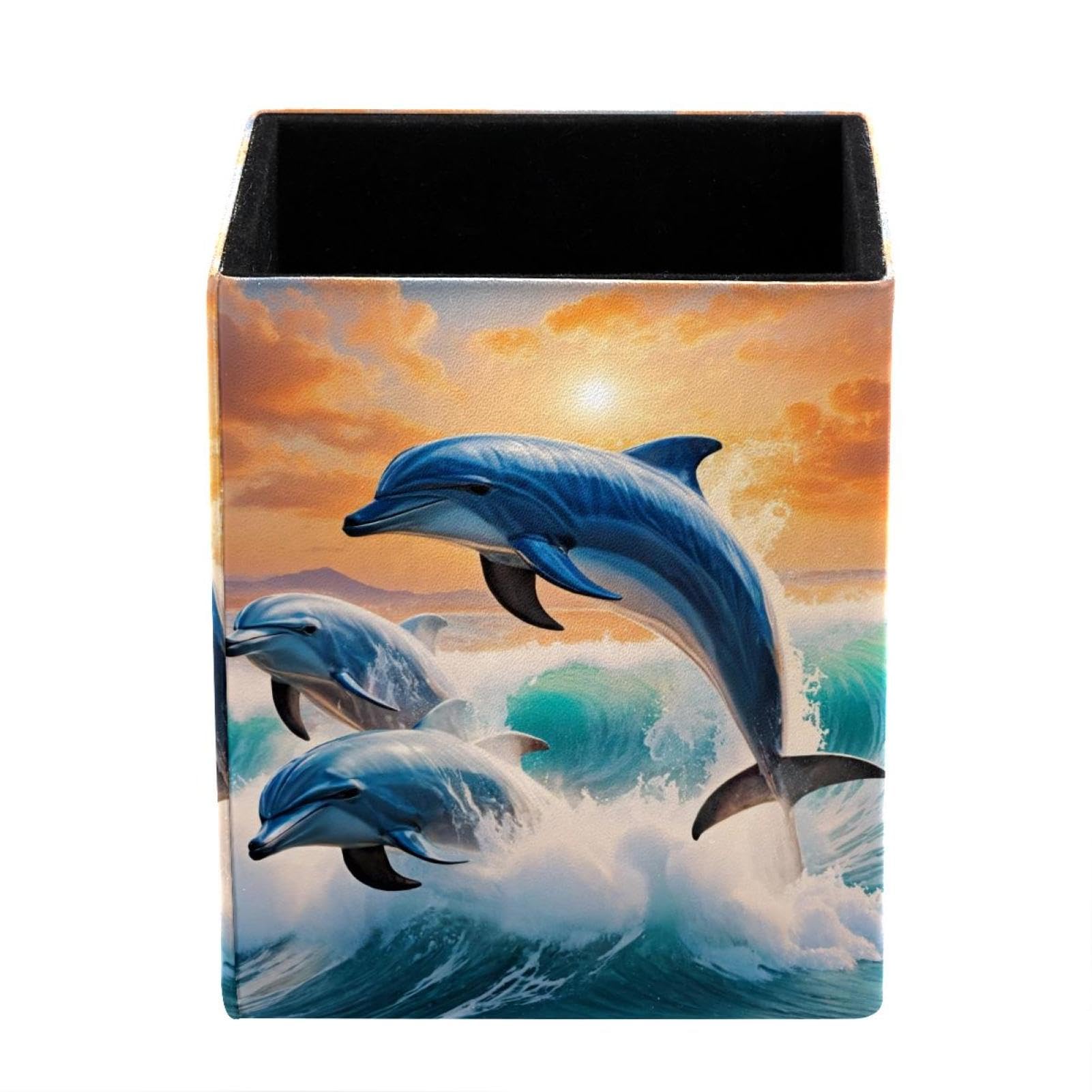 FWJZDSP Pen Pencil Holder for Desk, Dolphin Jumping Desk Pen Organizer Desktop Supplies and Accessories for Women Girls, Pen Cup Pencil Caddy for Office Home Art Supply