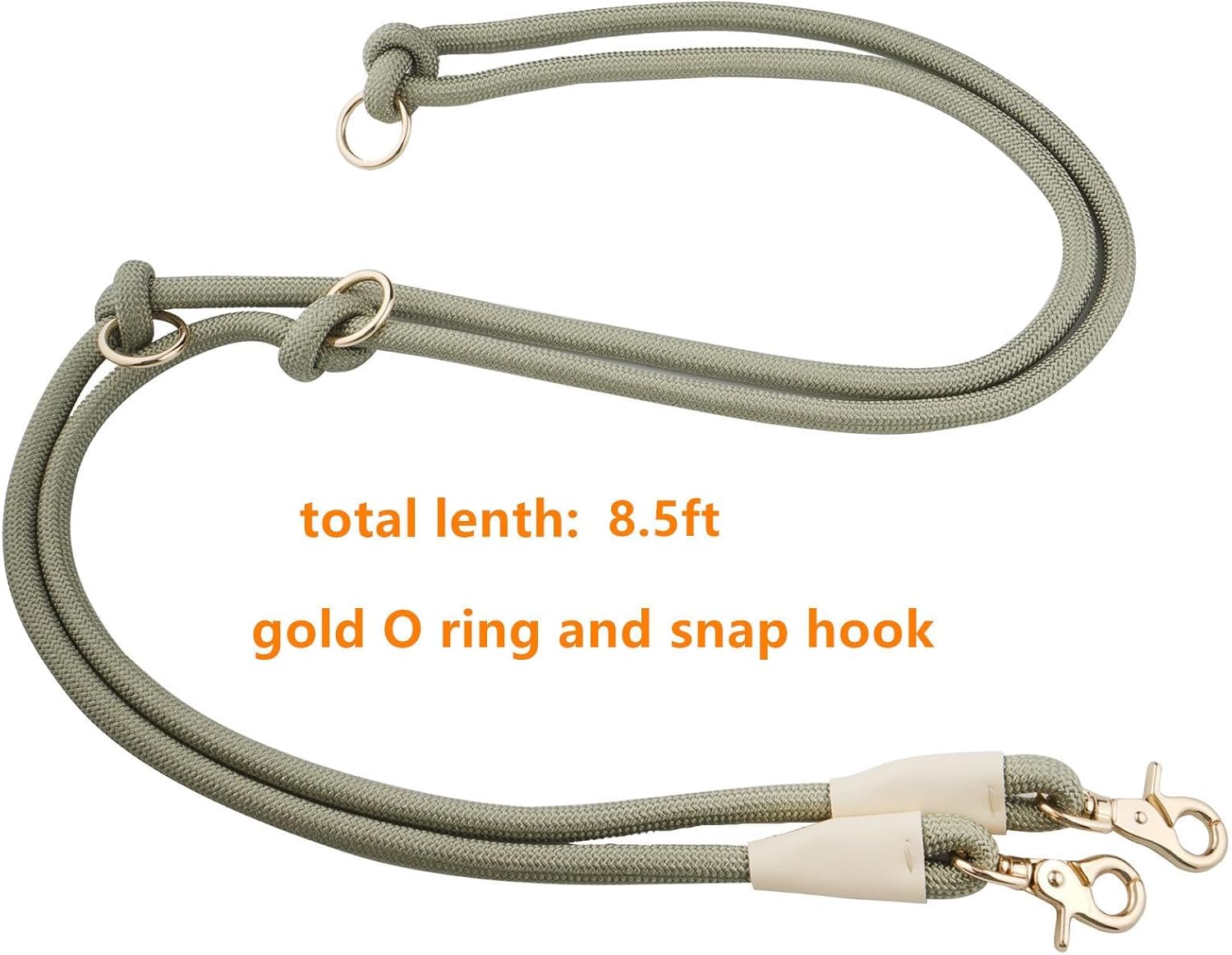 Multifunctional 8.5 ft Nylon Rope Hands Free Dog Leash for Running Small Medium Large Dogs, Waist Leash for Dog Walking, Adjustable Crossbody Over Shoulder Lead (Army Green, 8.5FT x 10MM)
