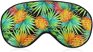 Sleep Eye Mask for Men Women Compatible with Watercolor Pineapple Tropical Palm Leaves Sleeping Mask, Eye Mask with Adjustable Strap, Blocks Light Sleeping Blindfold for Nap Travel Sleeping