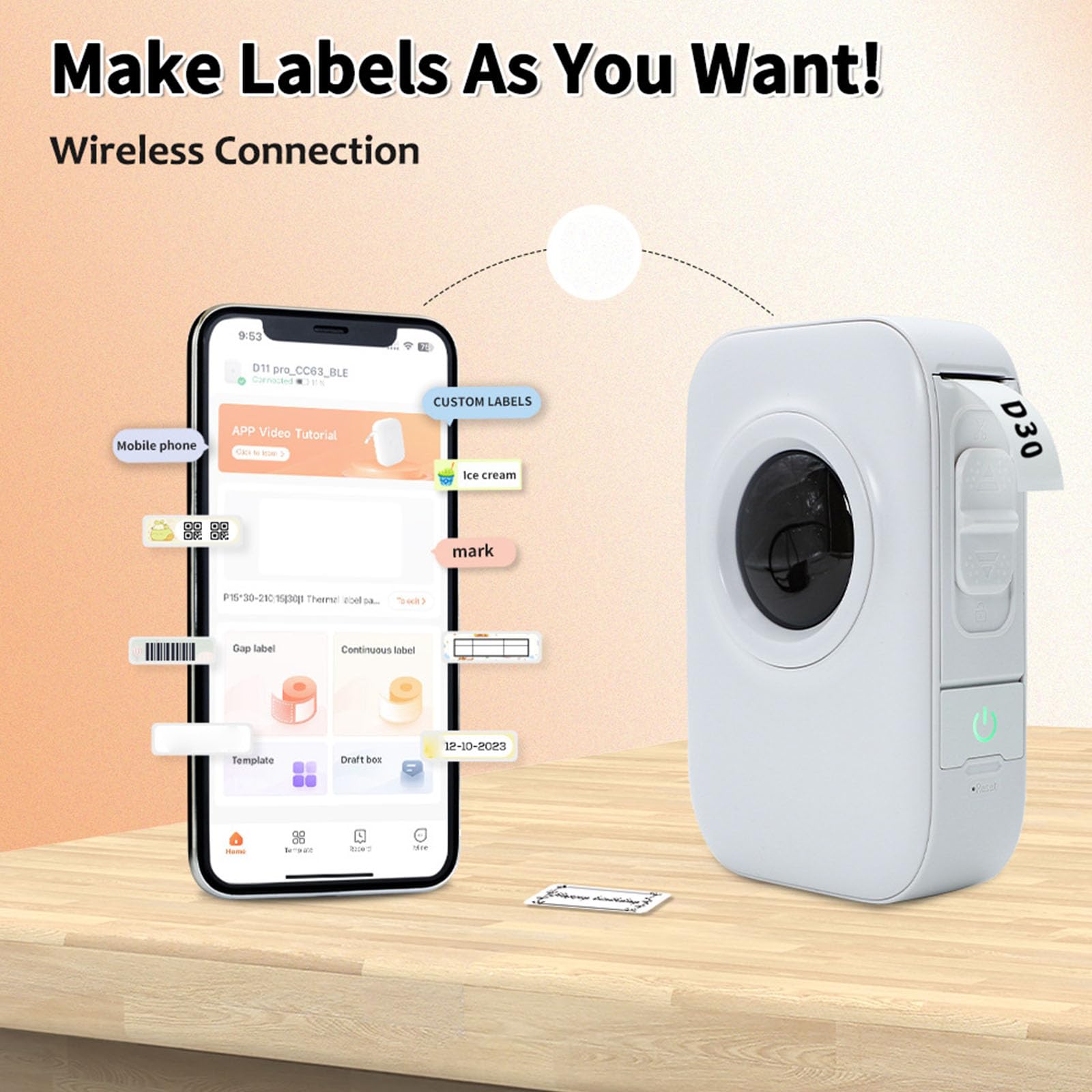 Imprimante d ' étiquettes Portable Compatible avec