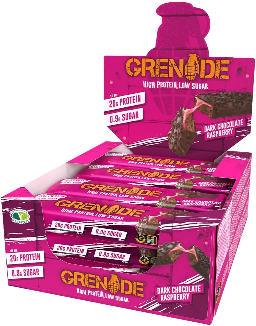 Grenade High Protein Bar - Dark Chocolate Raspberry, 12 x 60 g