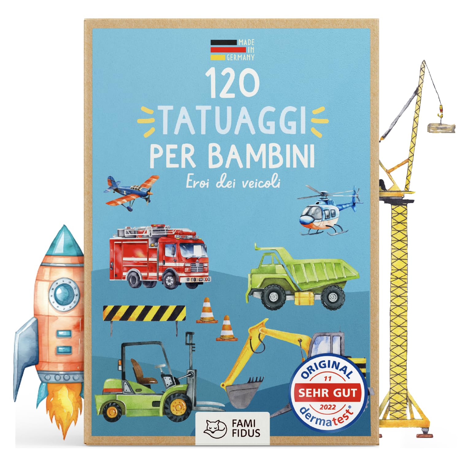 Famifidus 120 Tatuaggi per Bambini | gadget festa compleanno bambini – dermatologicamente OTTIMO e skin-friendly |