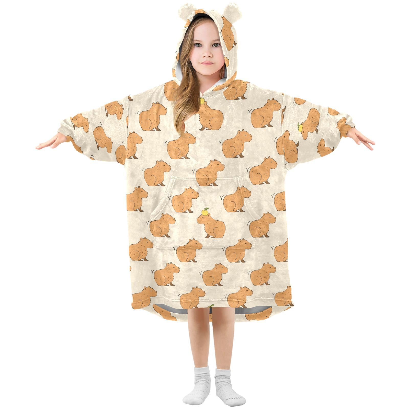 Tragbare Decken für Kinder, super weich, warm, gemütlich, übergroße Decke, Kapuzenpullover, Geschenke 3–14 Jahre, Jungen, Mädchen, Teenager, mit Tasche