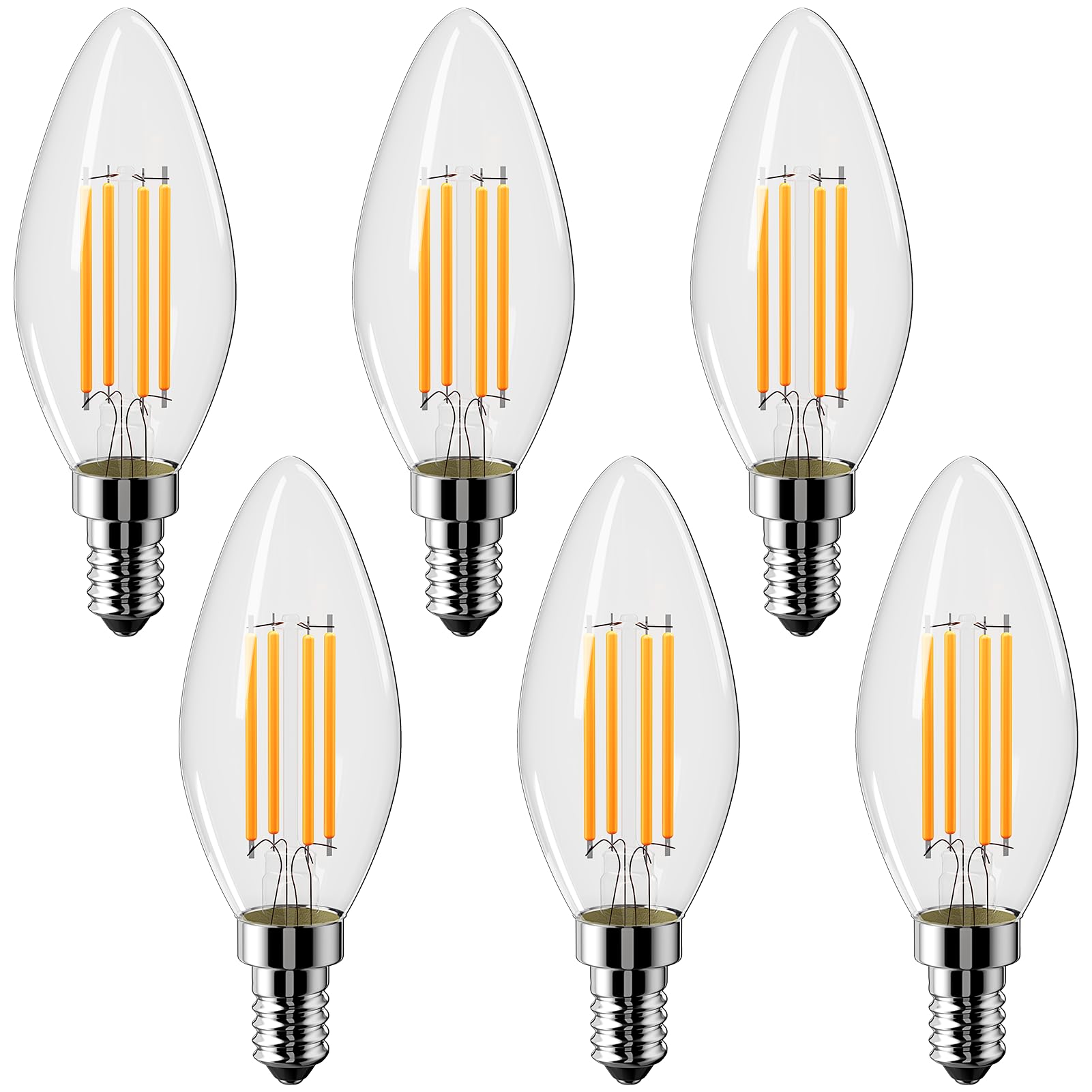 Vanke E14 LED Light Bulb Warm White 2700K, D Energy Class, 4W (40w Equivalent), 600 Lumen SES Small Edison Screw Bulbs, Non-Dimmable, 6-Pack