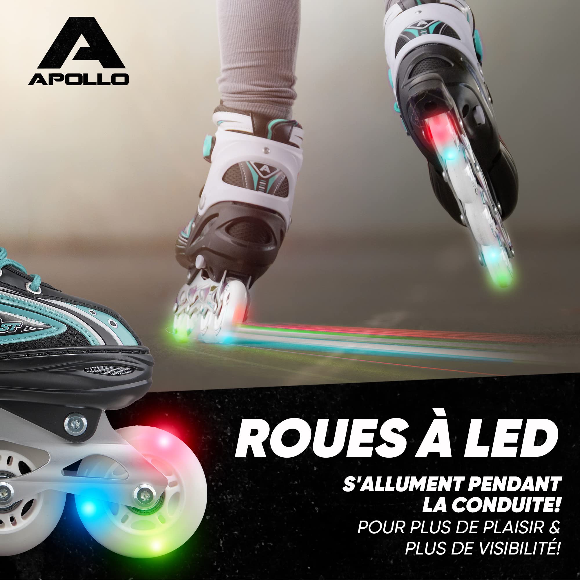 Apollo Super Blades X Pro, S, M, L, Roues LED illuminées Rollers pour Enfants idéals pour débutants, Patins à roulettes Confortables Patins Inline pour Filles et garçons - 4