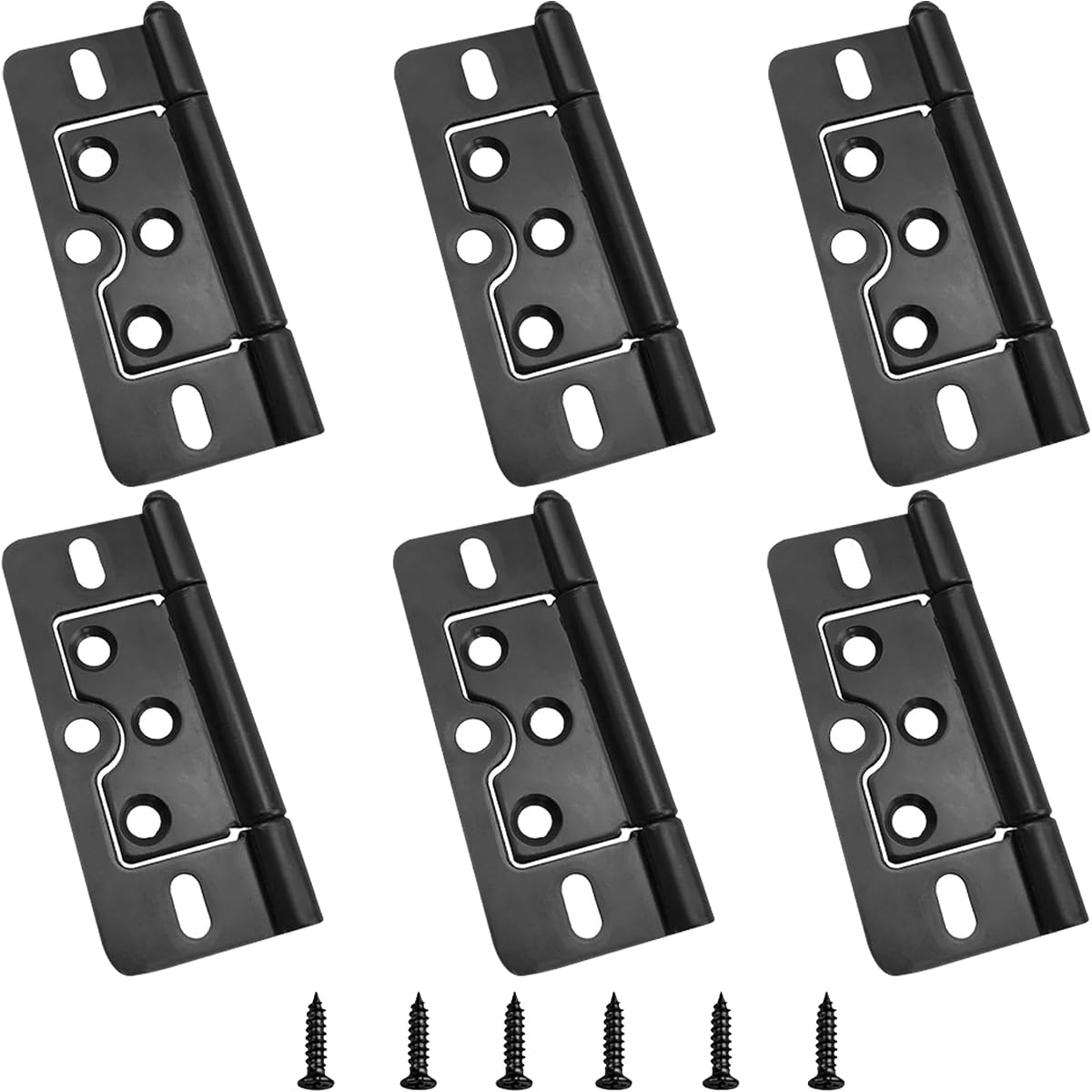 3 Inch Non-Mortise Hinges Iron Door Hinges Black Heavy Duty Smooth Interior Door Hinge for Barn Doors, Cabinet Door, Garage Door, Front Door, French Door, Shower Door, 6pcs