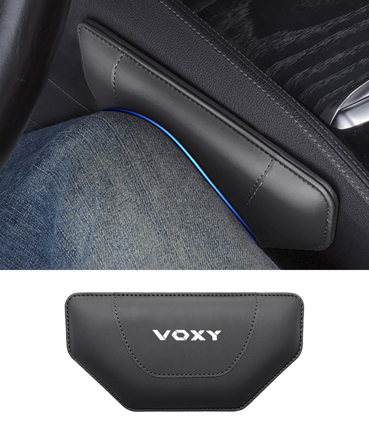 ヴォクシー 車用 膝パッド ニーパッド 足 肘 クッション VOXY ヴォクシー 70系 80系 90系 アクセサリー 車のセンターコンソールに貼り付ける 抗疲労 休憩 レザー製+メモリーコットンコア 車 ガジェット 車載便利グッズ カスタム 内装パーツ カー用品 1個 (ブラック)