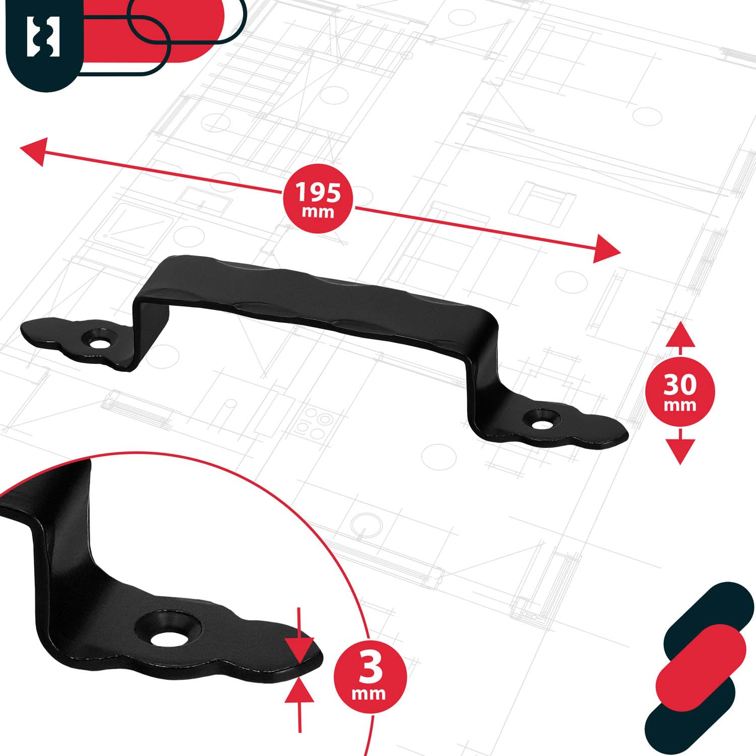 KOTARBAU® 2er Set Geschmiedeter Türgriff Antik Schwarz Stahltürgriff für Türen Tore Pforten 200mm (Packung mit 2)