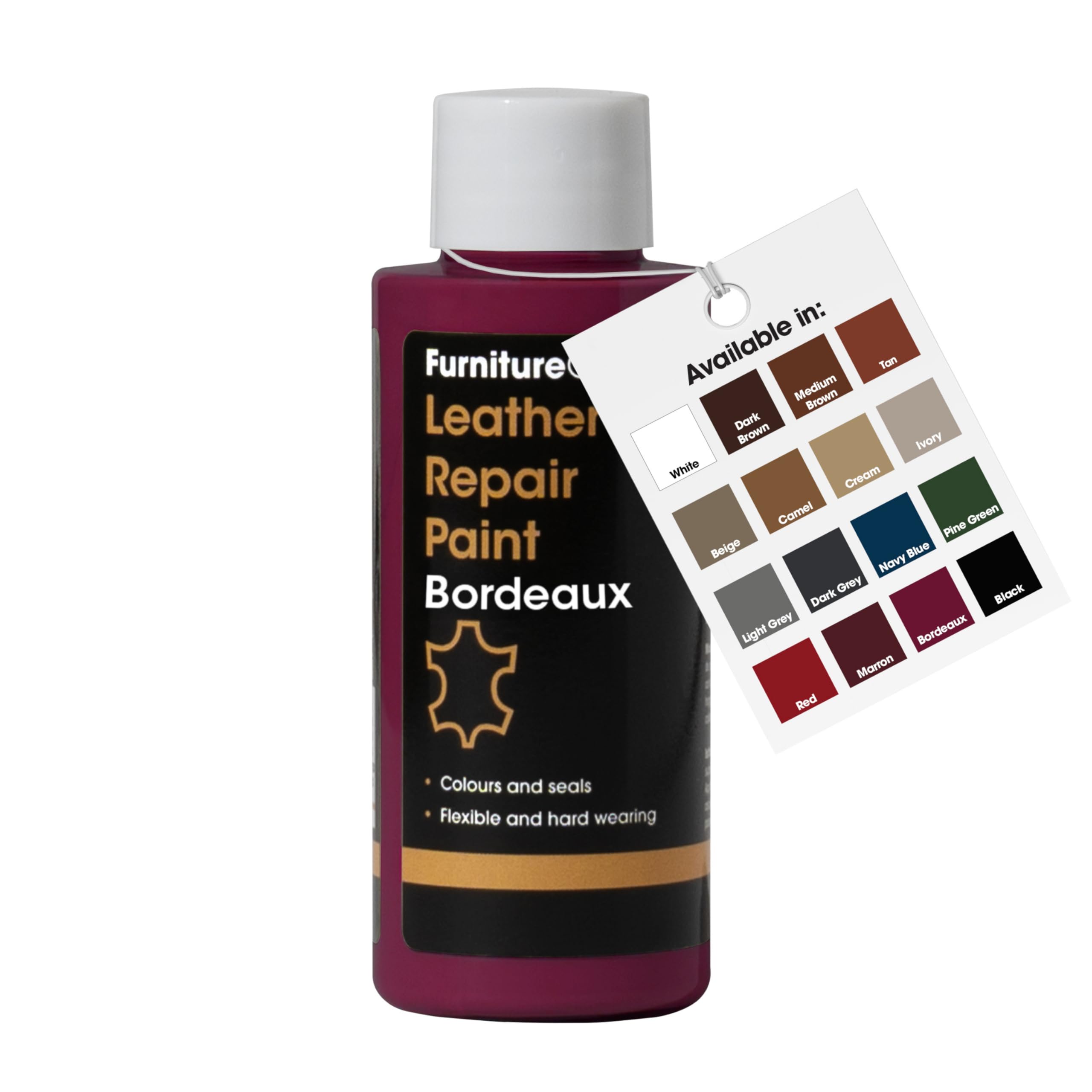 Furniture Clinic Leather Repair Paint & Dye | Self Seal Colourant for Quick and Easy Repair | Suitable for Sofas, Car Seats, Shoes, Handbags, and More - Bordeaux, 50ml