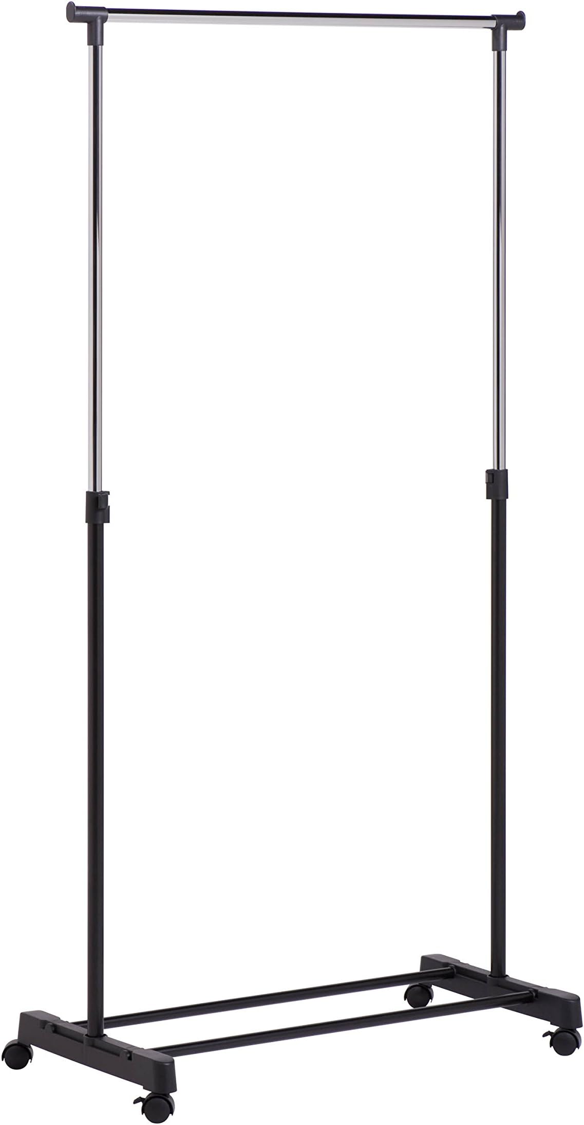 Honey-Can-Do Adjustable Height Rolling Metal Clothes Rack GAR-01122 Chrome 30 lbs